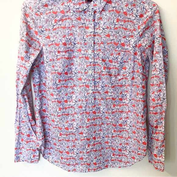 J.Crew Liberty Fabric Popover Blouse in Matilda Tulip Floral - Red/Blue - 2 - Picture 3 of 6